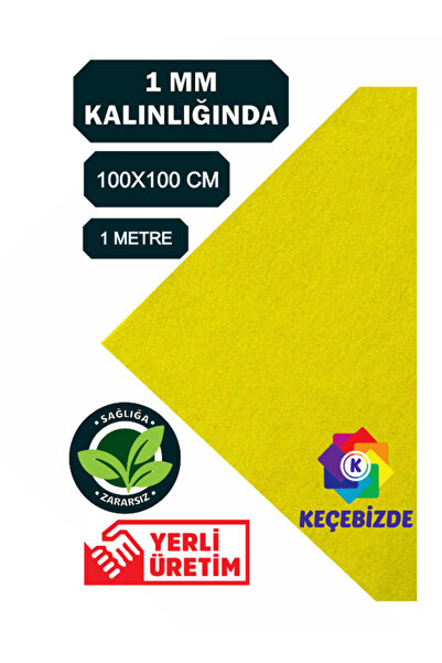 KeçeBizde قماش صوف سميك 1 مم، طول 1 متر، لون أصفر