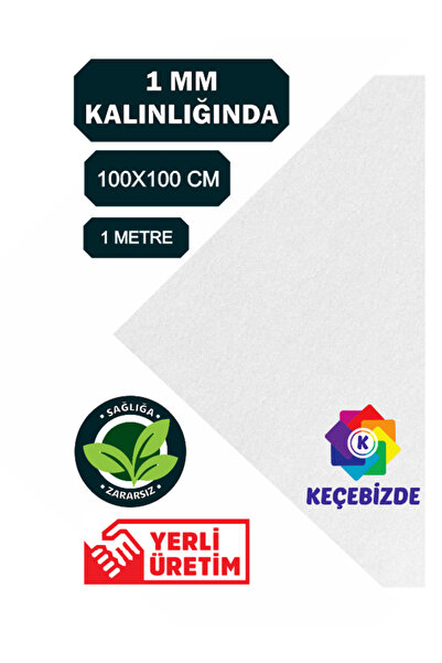 KeçeBizde KEÇE 1 MM KALINLIĞINDA 1 METRE BEYAZ