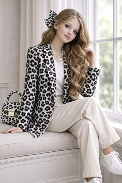 Bisahane Girl's Leopard Jacket Set