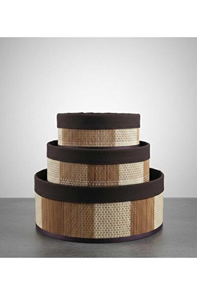 Home Bambu hasır üçlü organizer sepet seti çok amaçlı düzenleyici