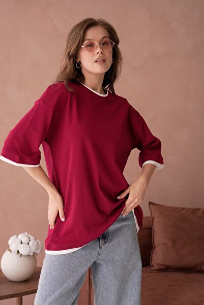 Noi Belis Оверсайз трикотажна тениска с велосипедна яка SS26TS0019