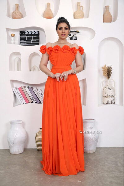 Warazan Royal double chiffon dress with roses