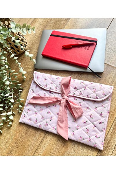 runa Çiçek desen kurdele detaylı iPad çantası 10-12 inç uyumlu
