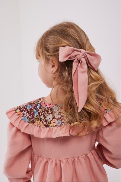 TINY BEAR Flower Collar Detail Girl's Dress Pink (with Buckle Gift) I Would Recommend Ordering One Size Larger E Leather Z