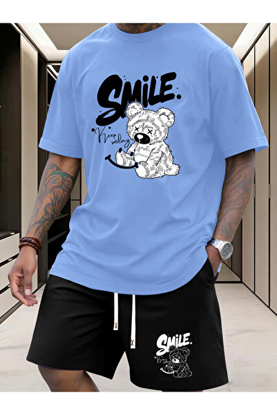 ibibik moda Smile printed oversize t-shirt shorts set