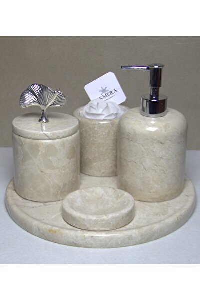 Akmera Home 5 Parça %100 Doğal Mermer Farklı Kulp Seçenekleri İle Lüks Banyo ...