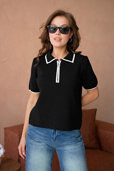 Noi Belis Блузка з поло-комірцем і блискавкою SS26BZ0023