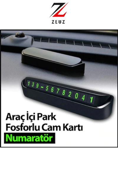 ZeuZ Araç Içi Park Telefon Numarası Fosforlu Numaratör Oto Cam Kartı
