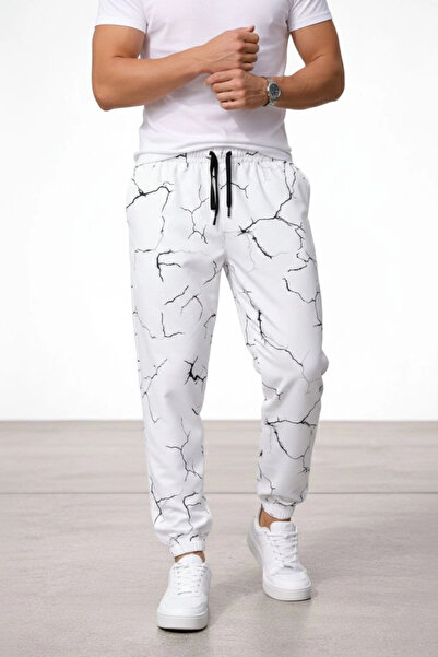 LUMİART Men's Digital Printed Sweatpants for Winter, Three-Thread Raster Fabr...