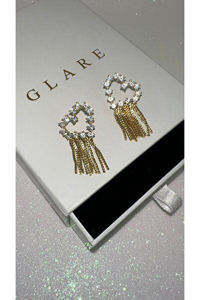 GLARE JEWELRY CO أقراط فاخرة من الفولاذ بتصميم قلب أوريغامي مزخرف بشكل قلب