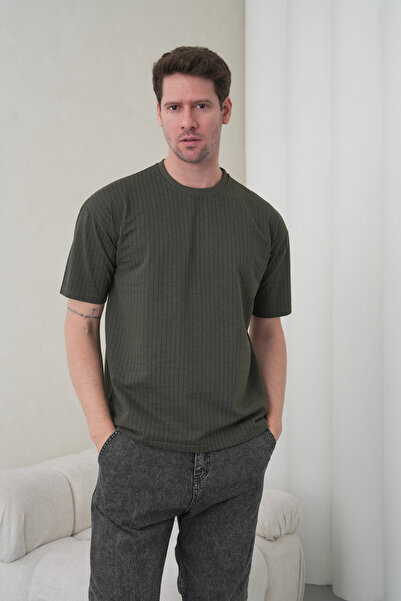 caddekombin Daniel muška vertikalna Prugasto ležerna kroj okrugla kragna kaki...