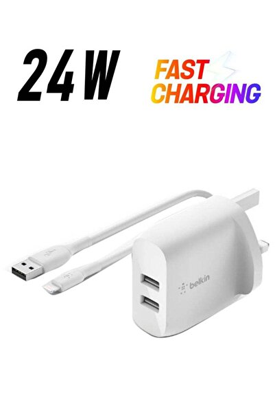 Generic Belkin BoostCharge Dual USB-A Wall Charger 24W + Lightning to USB-A C...