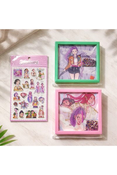 victiny Set of 2 k pop diamond painting kits and a foil with 20 glitter stickers