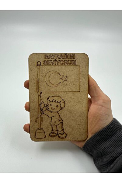 WOODIVA AHŞAP 10 قطع من الأعلام الخشبية للرجال لعيد 23 أبريل، رسم شخصيات، نشا...