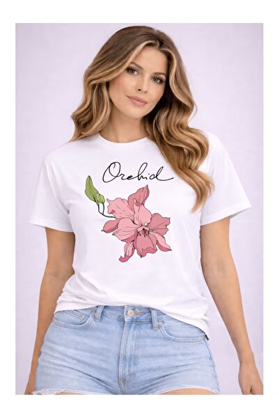 Massgai Orhidee Unisex cu imprimeu supradimensionat bumbac 100% tricou