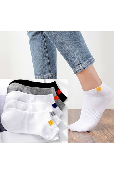 çorapmanya 5 Çift Erkek Yazlık Rahat Lastikli Pamuklu Kaymaz Patik Çorap