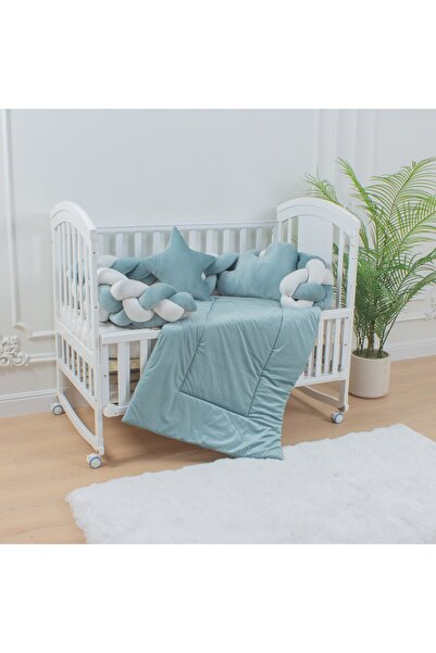 My Baby Complete 6-piece four-piece braided crib mattress set, green