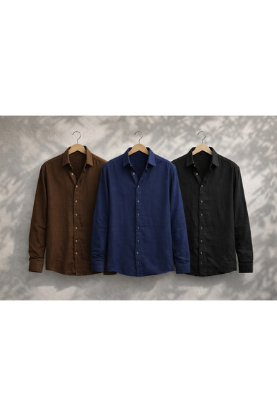 OTAKU Set economic de in cămăși pentru bărbați din muselină din 3 piese – de ...