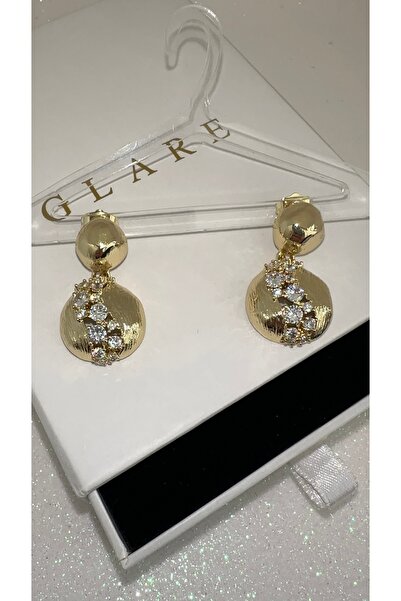 GLARE JEWELRY CO أقراط فاخرة من الفولاذ مزينة بحجر الزركون المتدلي