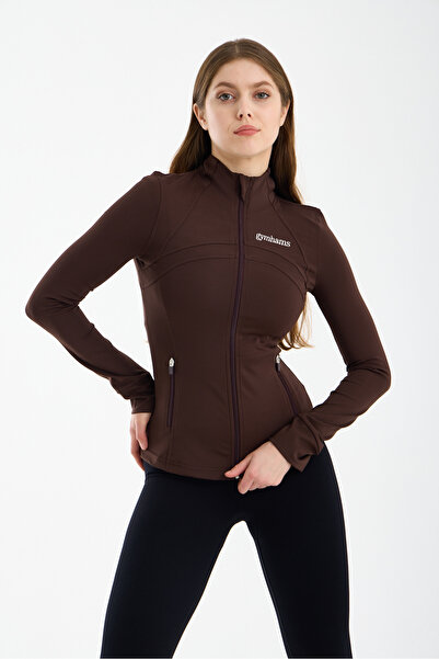 gymhams Καφέ Γυναικείο Αθλητικό Μπουφάν Premium – Μακρυμάνικο, με Φερμουάρ, Μ...