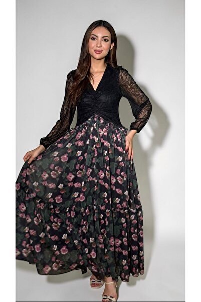 gmax Women's luxury lace dress with floral print