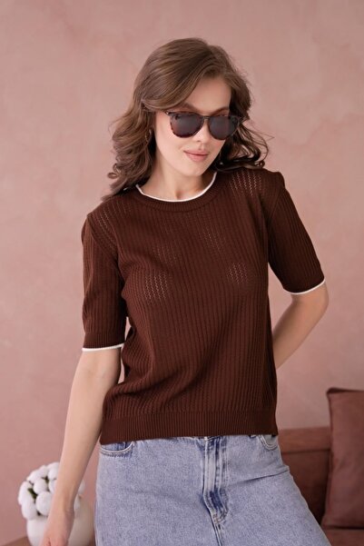 Noi Belis Μπλούζα πλεκτή με κοντό μανίκι και τρύπα στο λαιμό SS26BZ0025