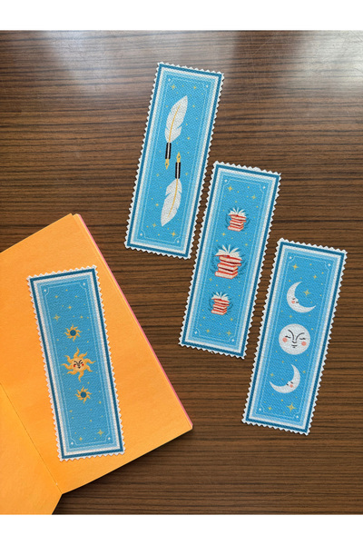 pamukcanta Sanatsal Tasarım Kanvas Kumaş Kitap Ayracı (4'LÜ) Yıkanabilir