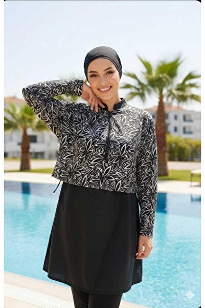 tesmora TESETTÜR MAYO Su İtici Kumaştan 3lü Tam Kapalı Tesettür Mayo