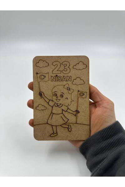 WOODIVA AHŞAP 1 Adet Ahşap 23 Nisan Kız Figür Boyama Okul Diy Etkinlik Aktivi...