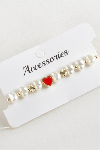 ZERO LAND Nrzsnt Heart Pearl Bead Macrame Rope Bracelet (10406) - Black