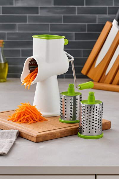 FeyzaDesign Paslanmaz Çelik Çevirmeli Rende Kollu, Pratik ve Çok Amaçlı Doğra...