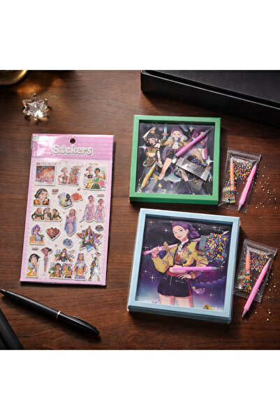 victiny Set of 2 k pop diamond painting kits and a foil with 20 glitter stickers