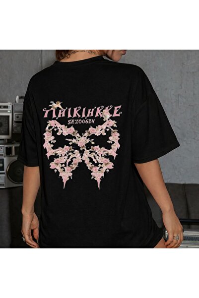 Elvino Ženska majica sa cvetnim uzorkom Štampano Oversize kroj kratkih rukava...