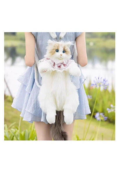 LAOBAN Fluffy Blue Eyes Cat Crossbody Bag – Cute Plush Kitty Shoulder Bag for...