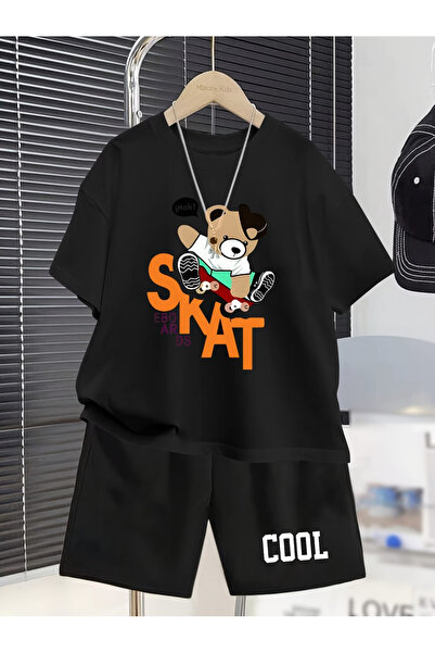 ibibik moda Skat Printed Oversize Tshirt Shorts Set