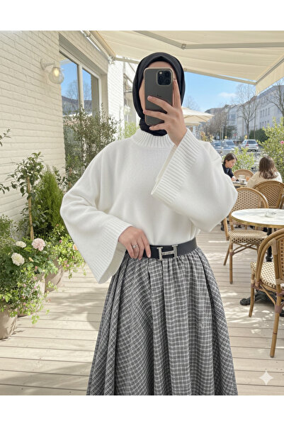 bellura Yarım Boğaz Crop Kazak