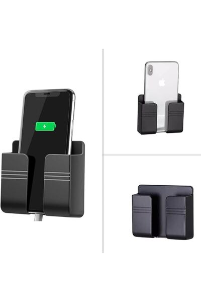 MTL Adhesive wall phone holder with charging cable slot, universal smartphone...