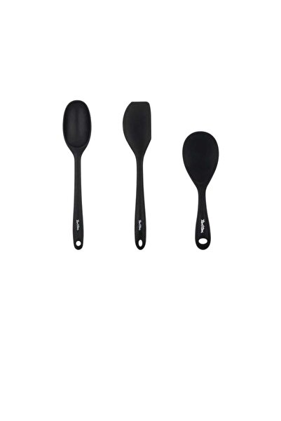 FeyzaDesign 3'lü Silikon Kaşık, Pilav ve Spatula Seti, Gri Renk, Dayanıklı ve...