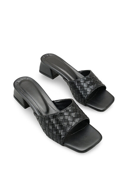 Riccon Γυναικεία Γόβα Παντόφλες 0012202 Μαύρη Πλεκτή