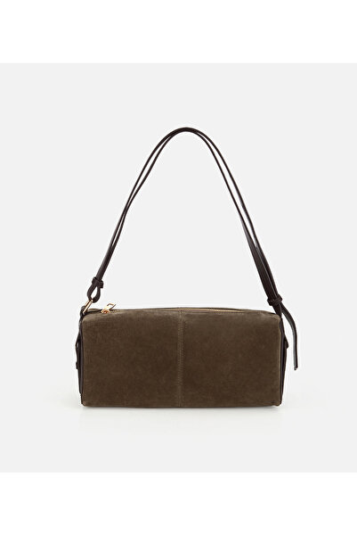Hotiç Kadın Süet Deri Haki Bowling Omuz Çantası
