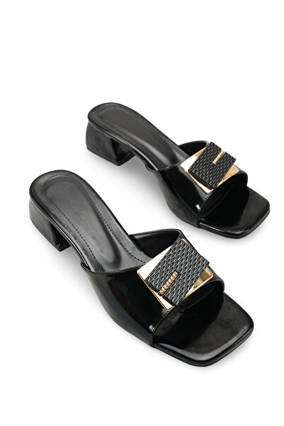 Riccon Ženske štikle Papuče 0012200 crna lakirana koža