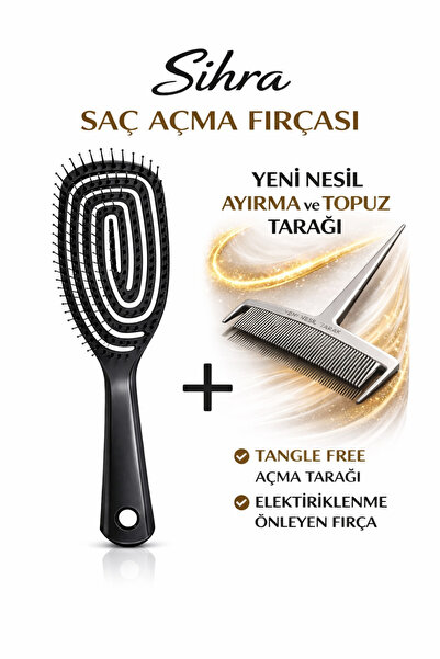 SIHRA Tangle Free Saç Açma Fırçası & Yeni Nesil Ayırma Ve Topuz Tarağı