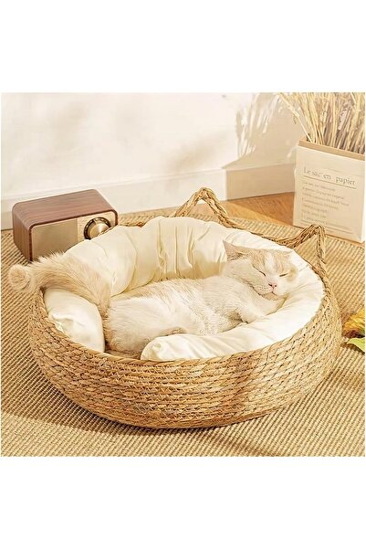 ETERNAL SUNSHINE Deniz Sazı Beyaz Yataklı Doğal Kedi ve Köpek Yatağı & Bohem ...