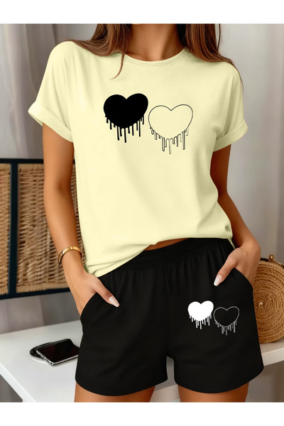 ibibik moda Kalip Printed Oversize Tshirt Shorts Set