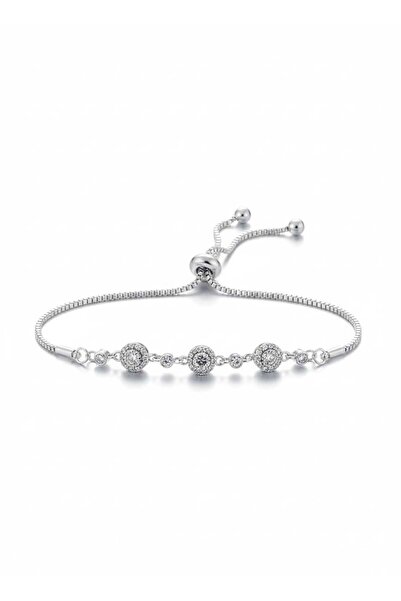 Swarovski Crystal Zircon Stone Elevator Women's Bracelet Silver Color Adjusta...