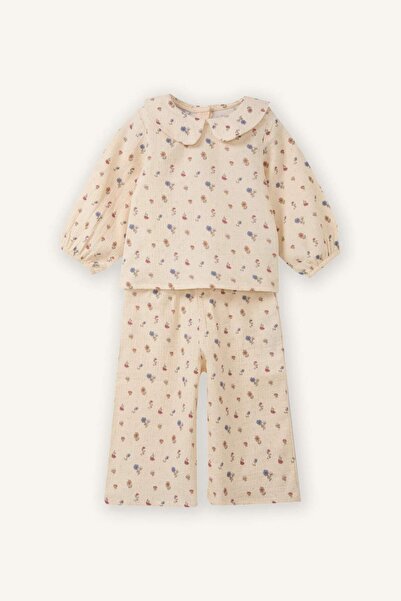 DeFacto Çiçekli Müslin 2li Takım Kız Bebek G8739A526SP