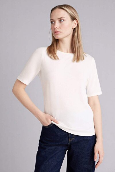 DeFacto Regular Fit Kayık Collar Ribbed T-Shirt G9270Ax26Sp