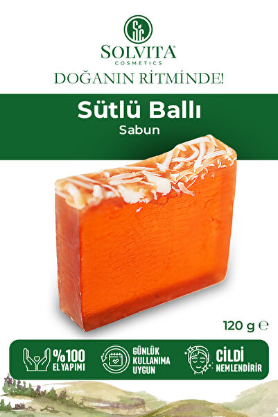 Sütlü Ballı %100 El Yapımı Gliserinli Sabun – Günlük Bakım & Yumuşak Temizlik | 120 gr