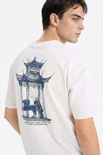 DeFacto 100% Βαμβάκι Boxy Fit με τύπωμα Μπλουζάκι F8027AX26SP