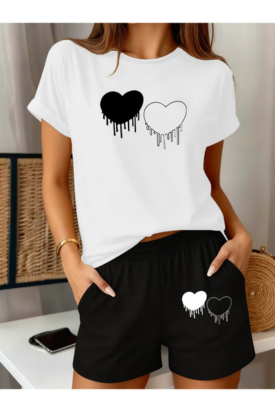 ibibik moda Kalip printed oversize t-shirt shorts set